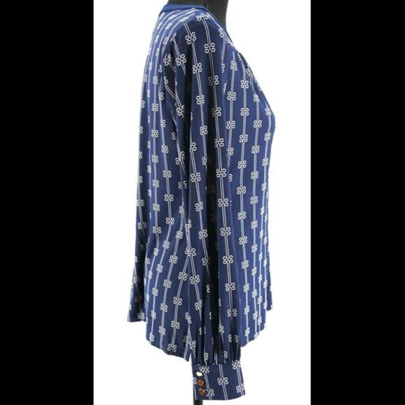 Printed Split-Neck Top Charter Club Size P/S - Picture 3 of 4